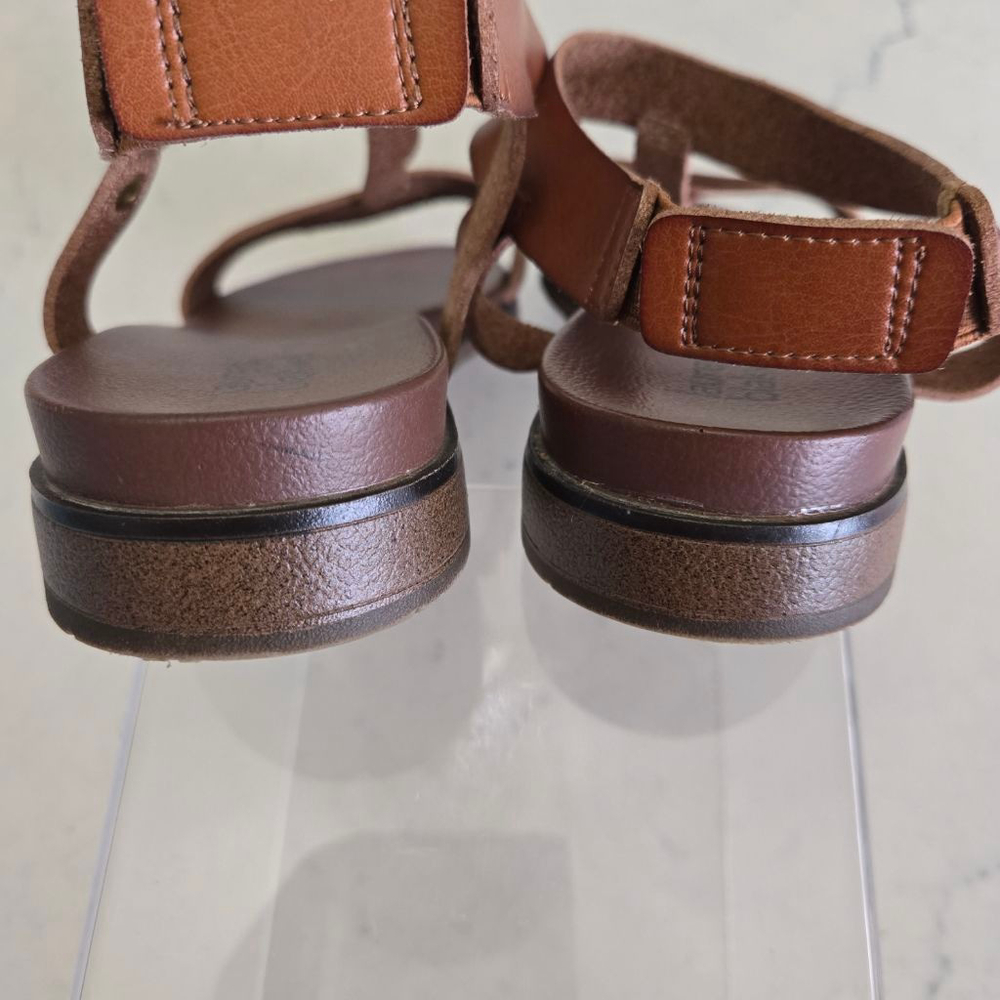 Women's Lauren Blakwell Olivia Leather Flat Sandals in Camel Brown Size 9.5 - Picture 4 of 7
